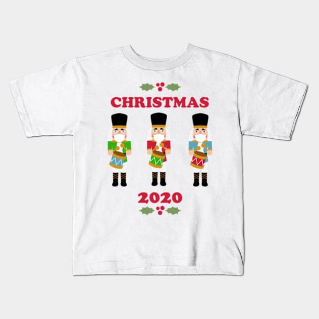 Masked Wooden Toy Soldier Christmas 2020 Kids T-Shirt by MedleyDesigns67